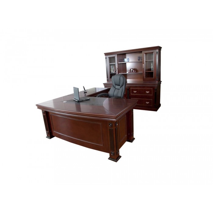 ✓ Plana Wood Veneer Executive Desk w/Modesty Panel